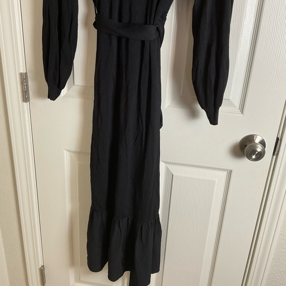 Zara Knit Ruffled Wrap Midi Dress Black size small - Picture 7 of 10